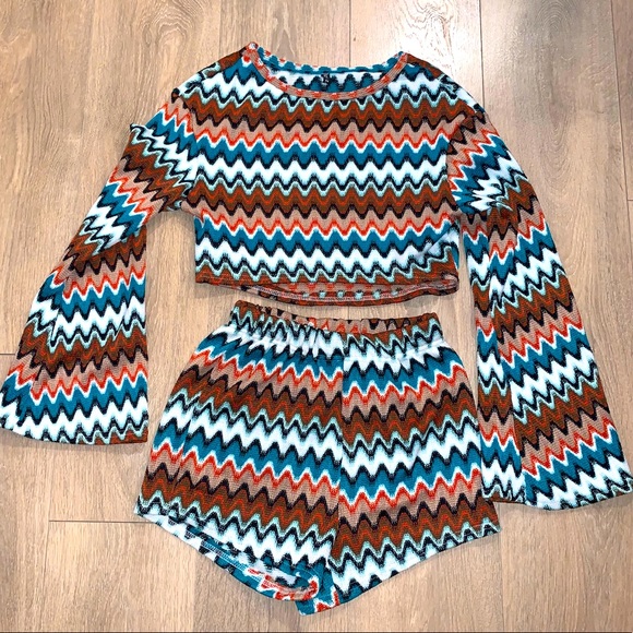 Zaful Colorful Geometric Two-Piece Set - Picture 1 of 3